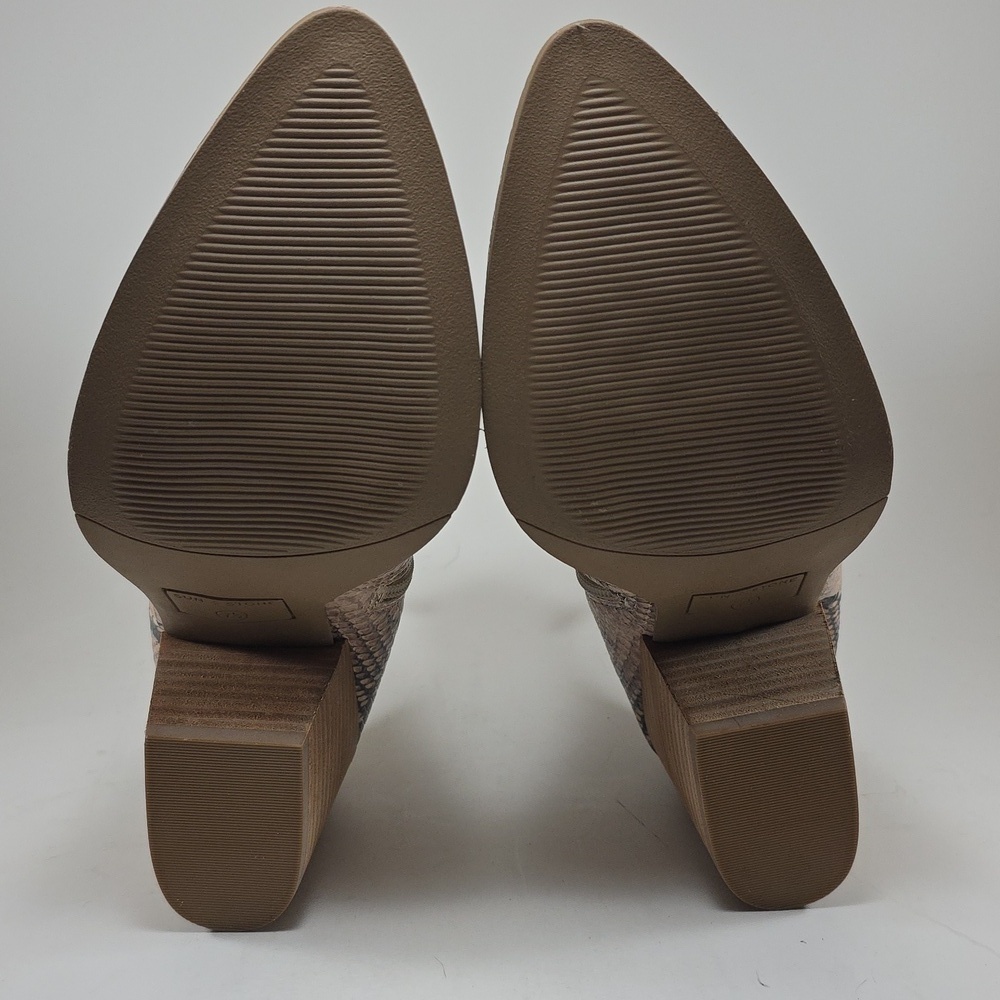 Sun + Stone Beige and Black Snakeskin Ankle Boots - Picture 5 of 9